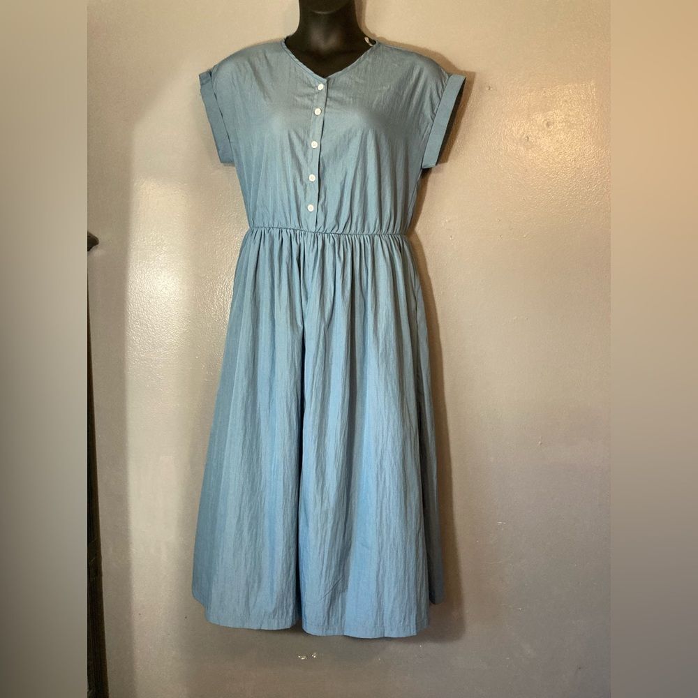 Light Blue Button-Up Dress